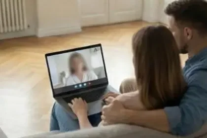 Online Termin buchen Paartherapie Ein geöffnetes Notebook auf einem Tisch für die unkomplizierte Online-Terminbuchung der Praxis
